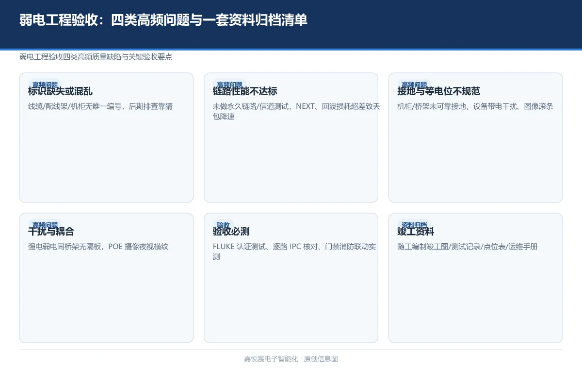 弱电工程验收:四类高频问题与一套资料归档清单