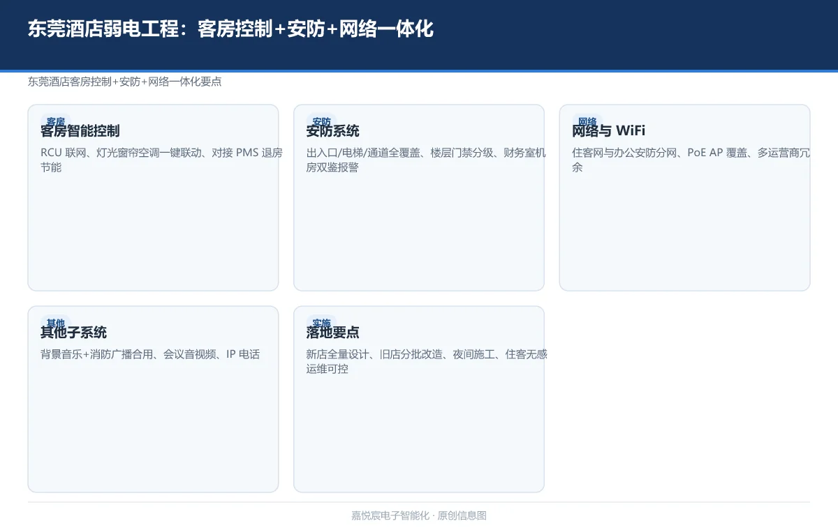 东莞酒店弱电工程：客房控制+安防+网络一体化